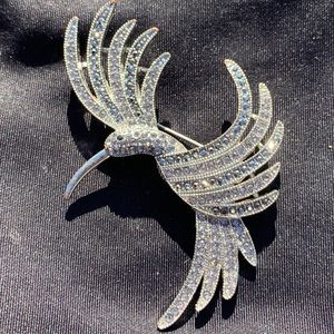 Rhinestone Diamond Brooch Hummingbird Pin